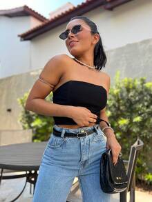 Mon Jeans Pants Without Lycra Women's High Waist Pants Feminine Fashion - Marmorizada com cinto - 查看 1