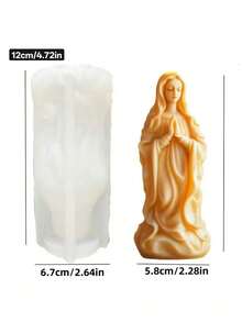 1pc MistySil Virgin Mary Mold - Ultra-Detailed Religious Candle, Resin, Cement Sculpture Mold With Smile & Long Curly Hair - Heavy-Duty, Easy-Clean Silicone For DIY Crafts, Prayer Decor, Gifts - Compatible With Wax, Epoxy, Plaster, Cement, Spiritual Gift Making, Intricate Design, Flexible Crafting Tool