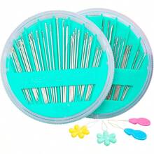 60Pack Premium Hand Sewing Needles Set 6 Sizes Embroidery Needles Kit With Threaders Assorted Large Eye Sewing Needles For Repair DIY Art And Craft Projects Green - màu xanh lá - Xem 1