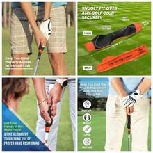Clip - On Grip Trainer, Swing Training Aid Improving Proper Hand Positioning - ĐEN + CAM ĐỎ - Xem 2