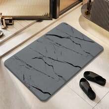 Quick-Drying Silicone Bathroom Mat, Non-Slip Rubber Backing, Waterproof Leather Bathroom Mat, Non-Woven Fabric Woven Rectangle White Marble Pattern - Multicolor - View 22