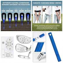 5 - In - 1 Training Kit: Grip Trainer, Swing Correcting Arm Band, High - Resolution Impact Tape Correct Position, Adjustable Tee Height Club Groove Sharpener Adjusting Hitting - 藍色 - 查看 2