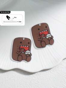 2D Flat, 1pc Monster Face Design DIY Jewelry Accessory | Crafted Earring/Pendant Blank With Pre-Drilled Holes | Creative Gift For Crafters | Affordable Jewelry Making Supply | Acrylic Material With Double-Sided Printing