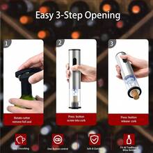 Wine Opener, 6 - In - 1 Rechargeable Wine Bottle Opener Set Includes Automatic Corkscrew Wine Opener, Foil Cutter, Vacuum Wine Stopper, Etc. Wine Lovers Silver - Hoạt động bằng pin - Xem 5