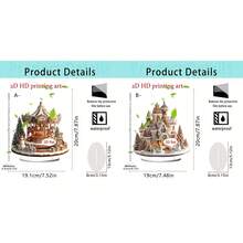 1/2pcs Christmas Desktop Decoration, Carousel, Castle Design, Living Room And Bedroom Home Decor, Office Desktop Decoration, Christmas Gift, 2D Acrylic