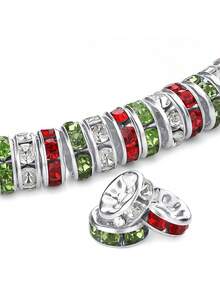 50/100/200Pcs 8mm Christmas Rhinestone Glass Spacer Beads For DIY Jewelry Making, Suitable For DIY Bracelets Necklaces And Craft Gifts, Christmas Gifts