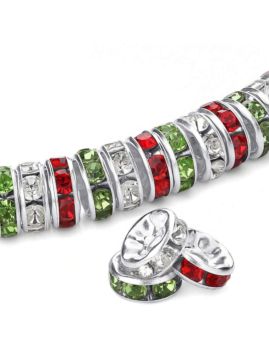 50/100/200Pcs 8mm Christmas Rhinestone Glass Spacer Beads For DIY Jewelry Making, Suitable For DIY Bracelets Necklaces And Craft Gifts, Christmas Gifts