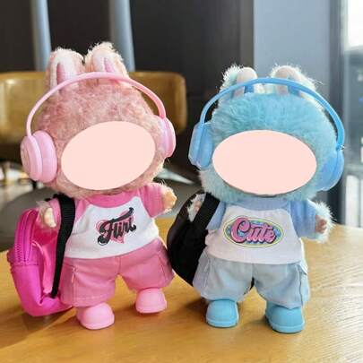 [Clothes Only] 17CM Doll Outfit Fashion Set, Casual Versatile Outfit Accessories For LABUBU 17CM Vinyl Decorations Figurine (Doll Not Included)