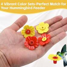 24 Pieces Hummingbird Feeders Replacement Flowers Pet Bird Feeder Replacement Feeding Ports With 2 Cleaning Brushes For Outdoor Hanging Feeders Red+Yellow