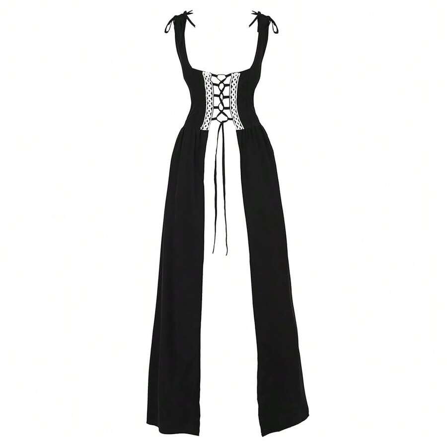 Zhitunemi Renaissance Dress Women Costume Pirate Peasant Dress For Women Medieval Dress Renaissance Costume{"Size_name":"Medium","Color_name":"Black"} - Black - 查看 1