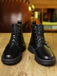 Men's Casual Versatile Men's Boots, Breathable And Non Slip Business Men's Shoes, Business Boots - 黑色 - 查看 3