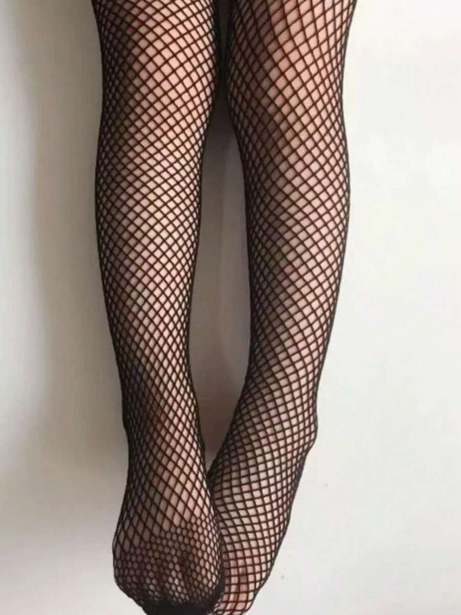 Fishnet Tights For Kids, Teens, And Children. Suitable For 6-12 Years Old. Good For Halloween, June, And Carnival Parties. - 黑色 - 查看 1