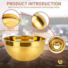 - tazn para mezclar, acero inoxidable de 3.5 cuartos de galn, para ensalada de metal para hornear y cocinar cuencos grandes para entretenimiento en la cocina, dorado - 3,3 litros - Ver 6