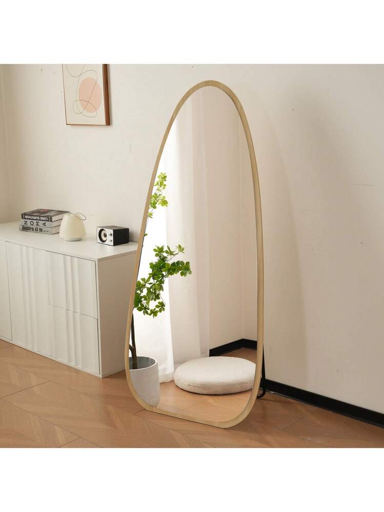 全身鏡水滴型 姿見鏡木目調スタンドミラー 壁掛けミ150*70CM ナチュラル 全身鏡 水滴型 150×70cm 北欧 木目調 スタンドミラー 壁掛け 立てかけ