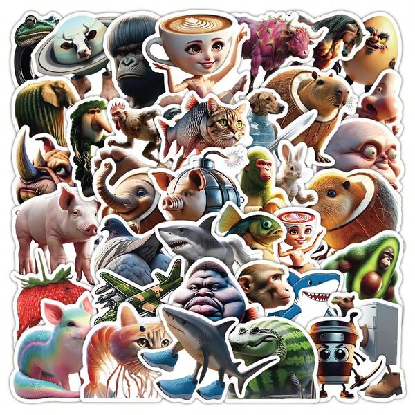 50pcs Italian Brainrot Kawaii Cartoon Anime Stickers Waterproof Tung Tung Tung Sahur Tralalero Tralala DIY For Water Bottle Cup Phone Car Laptop Suitcase Cute Decorative Accessories Gift Bombardiro Crocodilo Lirili Larila Glorbo Frutto Drillo Sticker