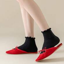 Mcool Mary Womens Ankle Ruffle Socks Casual Cotton Frilly Breathable Cute Knit Lettuce Trim No Show Socks 6 Pack{"Color_name":"6pairs(Black)","Size_name":"5-9"} - 多色6 - 查看 7