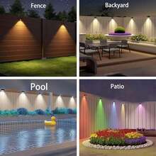 Outdoor Solar Wall Lights, 10 Color Changing LED Spotlights, Warm White/Cool White/RGB, IP44 Waterproof, ABS Material, Solar Safety Lights For Gardens, Courtyards, And Terraces (Black-2P)