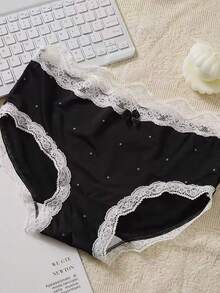 6-Piece Set Of Women's Lace Bow Polka Dot Comfortable, Cute, And Sexy Panties, Colors Randomly Selected - Màu sắc hỗn hợp - Xem 3