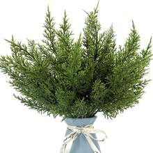 5 piezas Tallos de decoración de ramas de pino de Navidad Plantas artificiales Ramas falsas de eucalipto Tallo falso de eucalipto para ramos de boda Decoración del hogar y la habitación, Decoración de primavera y verano