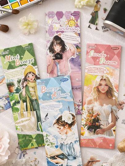 20pcs Sticker Book, Ethereal Story Series, British Figures & Floral Vintage Stickers For Scrapbooking & Journaling Decoration