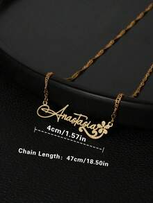 Personal Customized English Name Necklace With Simple Style 18K Gold-Plated Stainless Steel English Nameplate, Elegant Personalized Jewelry For Birthdays And Holidays Gifts For Women, School Supplies, For Teacher Gifts, For University, For Colleague, For Dorm Rooms, For Teacher, For Boys And Girls, For Teenagers, Junior High School Students, Middle School Students, High School Senior High School Students, College Students, University Students, Freshman, Sophomore, Underclassmen,Chic Autum, Chic Winter