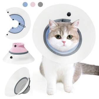 Adjustable Anti-Scratch Elizabeth Collar For Cats, Made Of PVC + Breathable Mesh, Highly Breathable And Durable, Prevents Licking, Biting, Scratching, Wound Isolation, Grooming And More