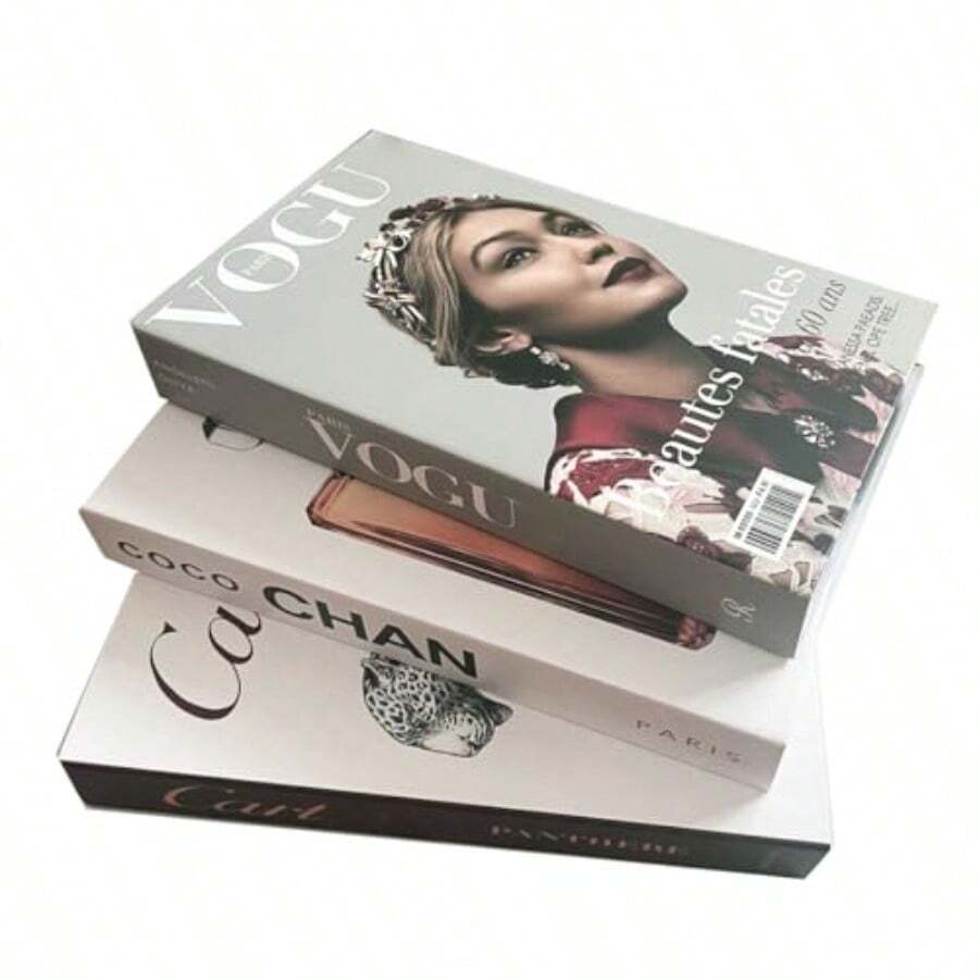 3PCS Large Decorative Faux Books Home Decor Coffee Table Fake Book For Decoration Bookshelf Aesthetic Book Set Living Room Preppy Stylish Modern Decor