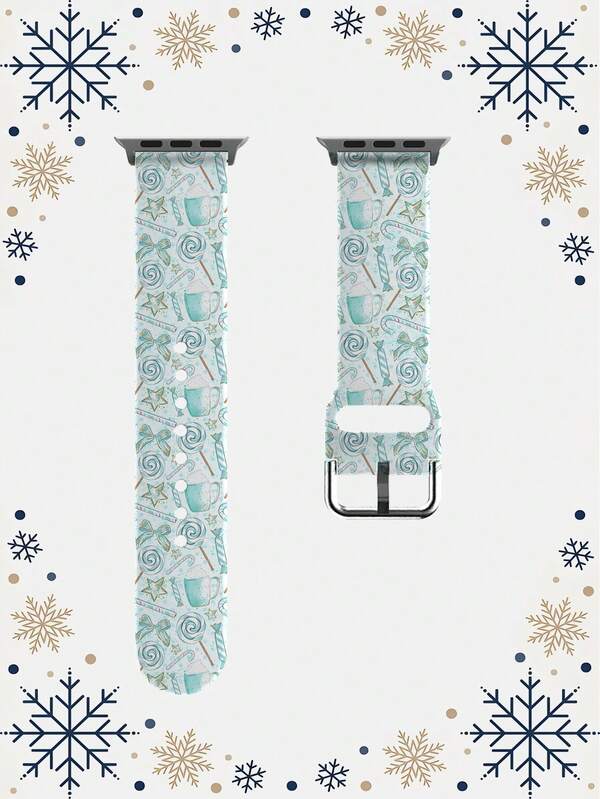 1pc Christmas Gingerbread Man Pattern TPU Watch Band Compatible With 38/40/41/42/44/45/49mm Ultra/SE/9/10/8/7/6/5/4/3/2/1