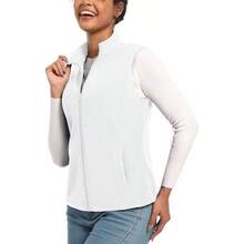 Chaleco Polar con Cremallera Completa de tamao Chaleco de Lana para Mujer - Grande + Blanco - Ver 4