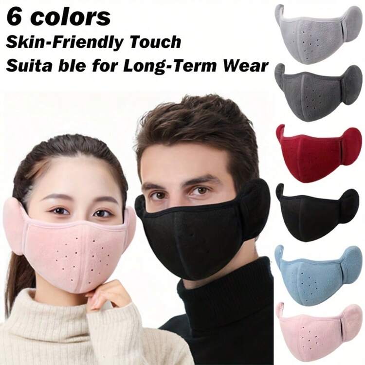 Outdoor Windproof Mask With Ear Covers, Knitted Breathable Fabric, Unisex For Outdoor Sports Cycling, Face And Ear Protection, Suitable For Men And Women - Multicolor - View 6