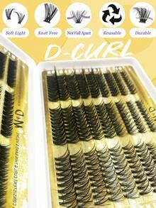 522-Piece D-Shaped, Large-Capacity Eyelash Kit; Includes 30D, 40D, 50D, 60D, 80D, And 100D Volume Lashes; For Natural-Looking Eye Makeup; 10-16mm Length, Mixed-Length, Waterproof Synthetic Mink Fiber; 3D Individual Lash Clusters; Easy To Carry, Reusable; Suitable For Daily Wear, Vacations, Everyday Makeup, Cosplay, Full Makeup Looks, And Daily Use; Eyelash Extensions, Individual Lashes, False Eyelashes.