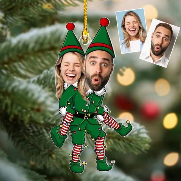 Regali di Natale personalizzati con foto personalizzate per coppie - Decorazioni per albero di Natale con foto personalizzate, regali di Natale, regali per lui, regali divertenti, regali unici, decorazioni per albero di Natale, regali di Natale per l'albero di Natale