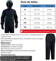 Impermeable Motociclista Hombre y Mujer, Chamarra para Motociclista Hombre y Pantalón Impermeable, con Reflejos, Entrepierna Amplia, Transpirable, Comodidad y Duradero - Negro - Ver 1