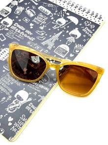 Óculos de sol feminino Quadrado retrô proteção uv400 da moda 2025 resistente estiloso - Bege - Visão 5