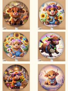 1 pièce, Jolie housse de ventilateur de vache des highlands et de tournesol, Housse anti-poussière pour ventilateur électrique sur pied, Accessoires de décoration pour la maison, Housse anti-poussière avec motif personnalisé, Housse anti-poussière en tissu durable