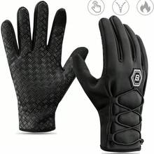 ROCKBROS 2只装保暖加厚长手套 - 10℃ 男女通用冬季保暖防水滑雪驾驶手套 - 黑色 - 查看 2