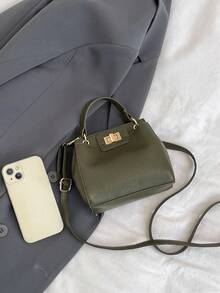 时尚通勤包，轻便奢华女士手提包，优雅单肩托特包，高端百搭，适合工作场合 - 墨綠色 - 查看 6