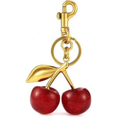 Cherry Bag Charm, Cherry Keychain Accessory Purse Charm