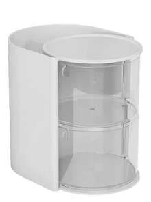 1pc Children's Room Rotating Desktop Storage Box, 2-Layer 3-Compartment Dust-Proof Hair Clip Organizer - Multicolor - View 6