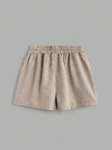 2 pcs Conjunto de dos piezas de top oversize de manga corta con estampado "Knight" y shorts a rayas para mujer, trajes de verano - rosa y cafe - Ver 3