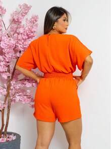 Women's Dune Fabric Jumpsuit Simple Fabric Gathered Waist Dating Holiday Vacation Summer - 橘色 - 查看 9