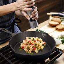 3x Cast Iron Non-Stick Skillet Griddle Frying Cooking Pan Fry Cooking Seasoned - Black - View 2