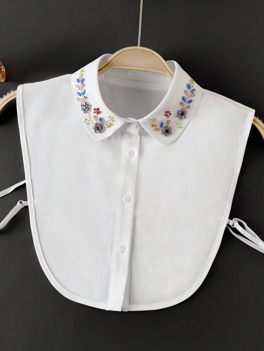 1件奢华手工串珠可拆卸领子，百搭叠穿配饰，适用于毛衣、衬衫、罩衫，春秋季连衣裙，圣诞节装饰