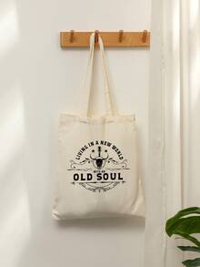 1 Pc Living In A New World With An Old Soul Shoulder Bag For Travel Daily Commute Women's Reusable Shopping Bag, Best Gift For Her,  Folding Shoulder Bag Summer Beach Holiday Bag Oliver Anthony Rich Men Lover Merch