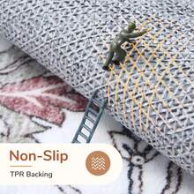 Soft Neutral Area Rugs 5x7, Washable Rug With Non Slip Backing, 5 X 7 Faux Cashmere Low-Pile Carpet, Cream White & Blue & Light Brown,  2025 Design - Đỏ và Xám - Xem 2