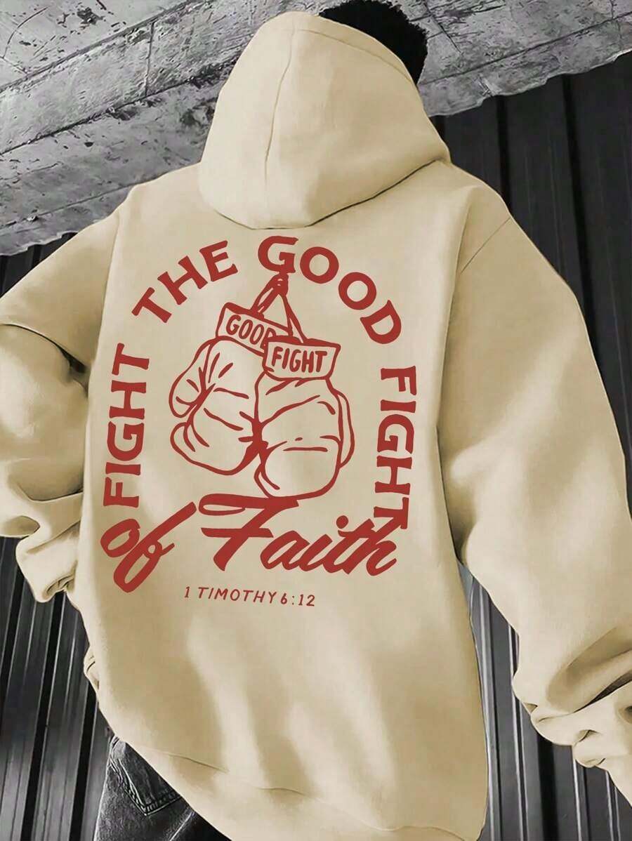 American Street Style Oversize Hoodie Heavy Fleece Autumn Winter Warm Couple Wear Unisex Hoodie Chest Letter Print Loose Youth Casual Sweatshirt Loose American Retro Sports Casual Street Hip Hop Printed Hoodie Drawstring Hoodie Pocket Design Couple Set Unisex - 杏色 - 查看 1