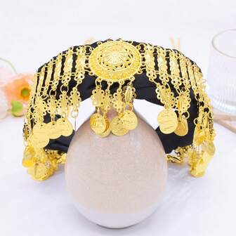 1 قطعة شريط رأس مزين بشرابات معدنية مصنوع يدويًا، إكسسوار شعر للتصوير أثناء السفر، قطعة رأس دائرية عصرية