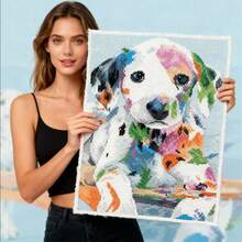 LaoJieYuan 2026新款全套十字绣动物狗图案DIY刺绣和编织工艺品DIY套件，包括刺绣套件、十字绣套件、钩针套件、戳绣套件、缝纫配件、缝纫套件、绣线、工艺套件、针线材料、缝纫图案、钩针工艺用品、刺绣套件、初学者缝纫图案