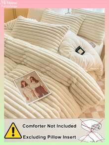 Set de lenjerie de pat 3 piese - 1 husă de pilotă și 2 fețe de pernă, textil moale și confortabil pentru casă, disponibile în mai multe culori, potrivit pentru cămin, dormitor, decor simplu și la modă pentru casă, lavabil la mașină, fără umplutură - Set de huse de pilotă din blană artificială/pluș, 1 husă de pilotă cu închidere cu fermoar și 2 fețe de pernă, exclude pilota, dimensiuni Twin, Full, King, Queen