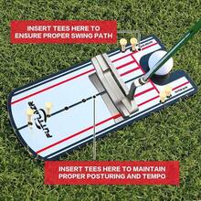 Putting Mirror With 6 Tees, Putting Mirror Training Aid Practice Putting Trainer, Gifts Men - Red - View 7